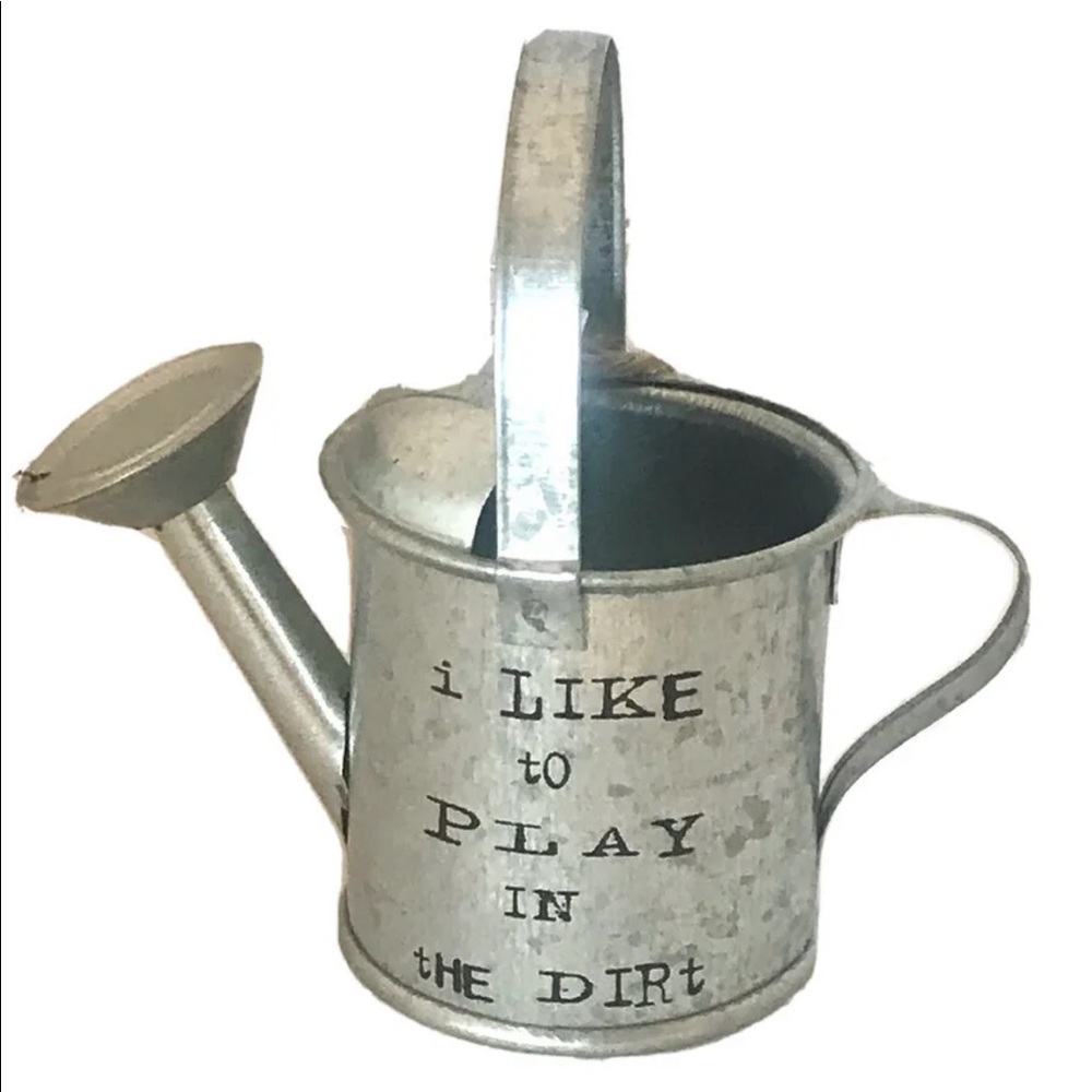 Silver Watering Can “I Like To Play...” Whimsical Tree Ornament Holiday Decor